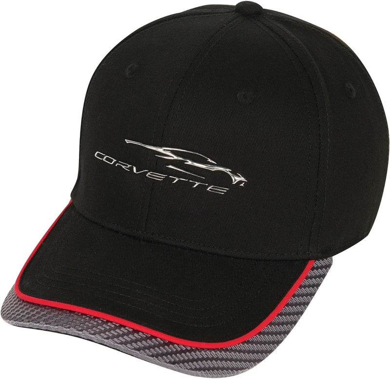 SR1 Performance C8 Corvette Next Generation Gesture Logo Hat - Chevrolet Performance Cap with Carbon Fiber Accent & Red Stripe - Image 1